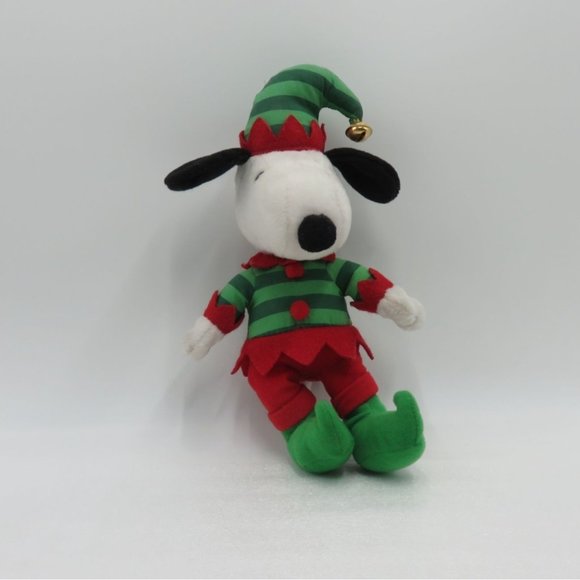 HALLMARK PEANUTS Snoopy Elf Plush Stuffed Toy Green and Red Jester 10" - Picture 8 of 11